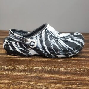 Crocs Classic Lined Clog Black White Marble Tie Dye Men's Size 8